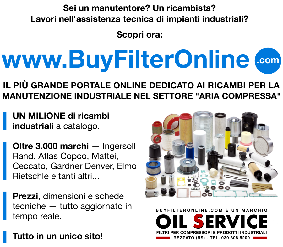 Scopri anche Buyfilteronline.com - Il più grande portale al mondo dedicato ai ricambi per compressori e pompe vuoto